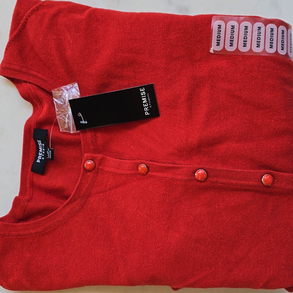 NWT Premise Studio Red Cardigan Size Medium - Picture 7 of 7